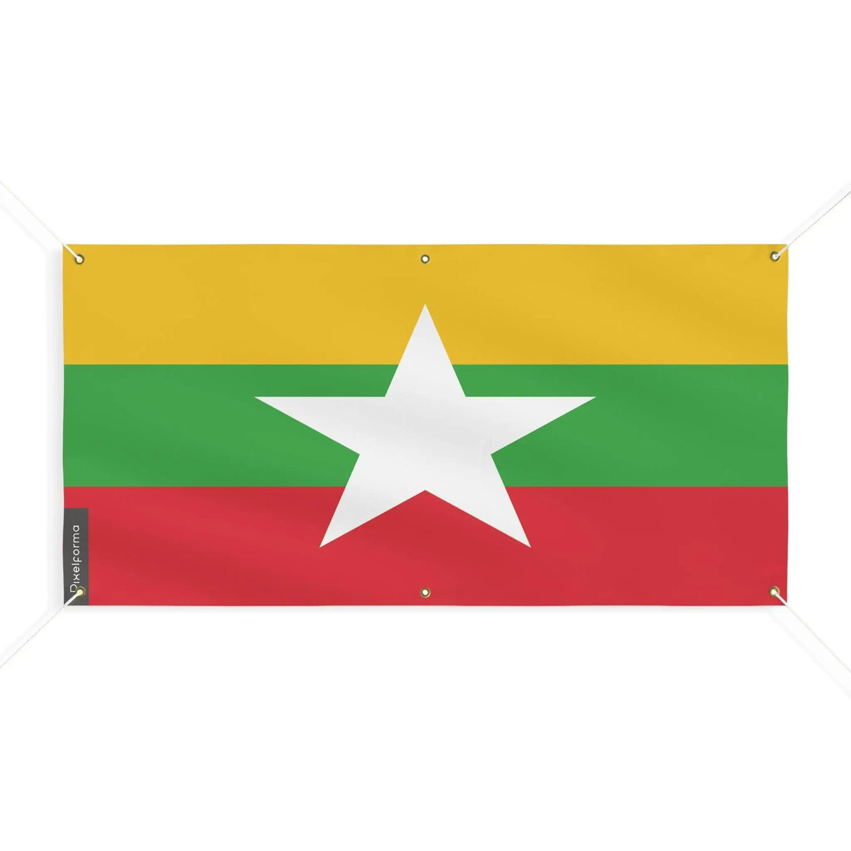 Drapeau birmanie polyester résistant avec œillets robustes