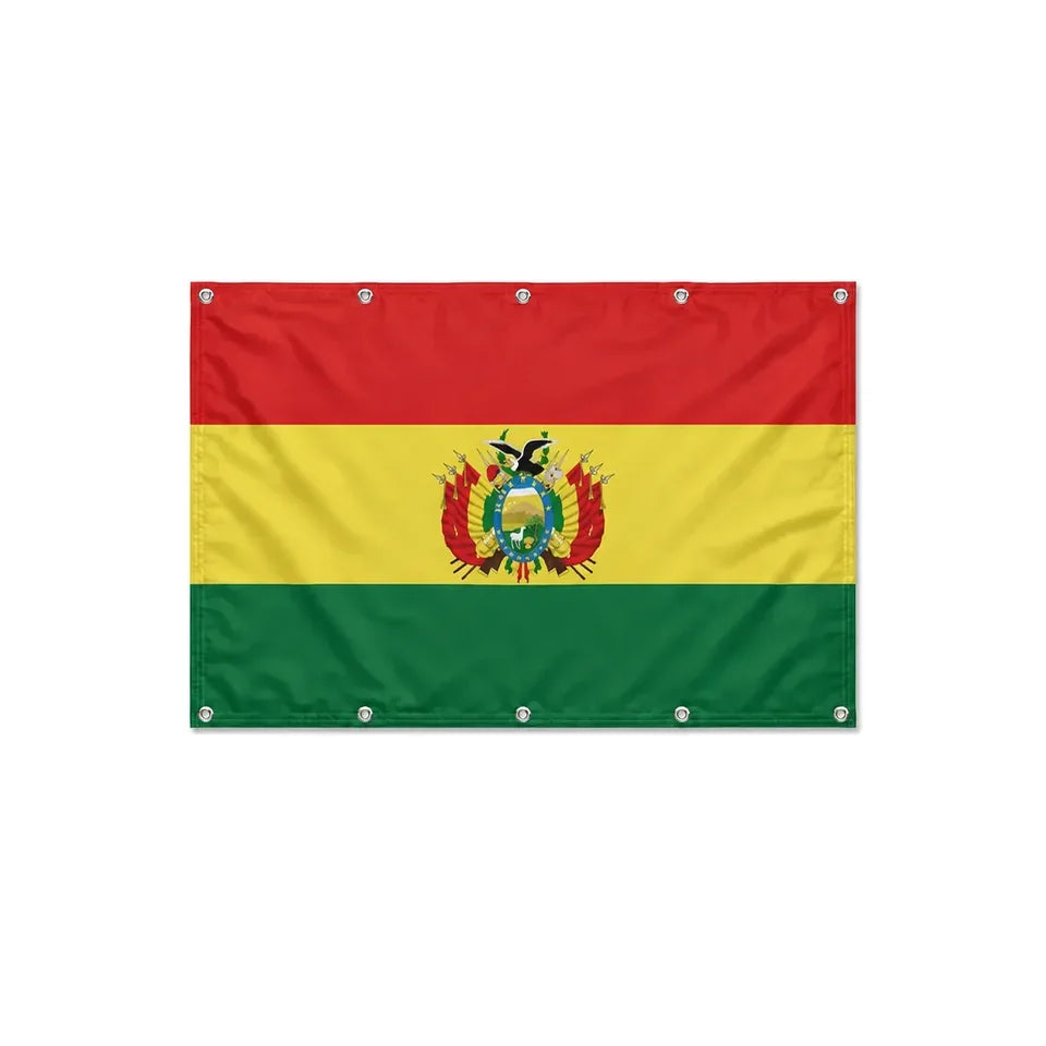 Drapeau de la Bolivie format S en polyester avec dix œillets