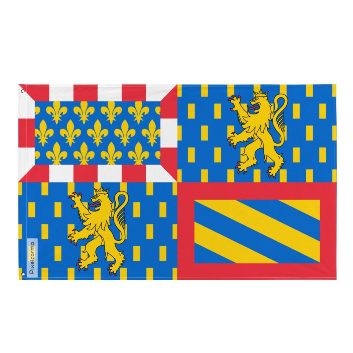 Drapeau Bourgogne-Franche-Comté en plusieurs tailles 100 % polyester Imprimer avec Double ourlet - Pixelforma 