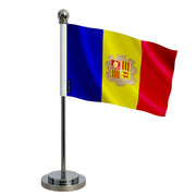 Drapeau bureau andorre polyester avec socle acier inoxydable