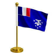 Drapeau bureau antarctique française polyester socle inoxydable