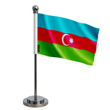 Drapeau bureau azerbaïdjan polyester socle acier inoxydable