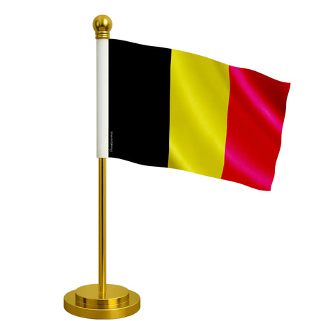 Drapeau bureau belgique polyester socle acier inoxydable