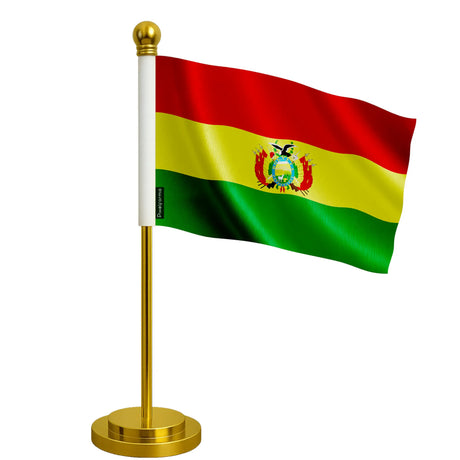 Drapeau bureau bolivie polyester socle acier inoxydable