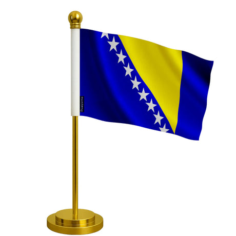 Drapeau bureau bosnie-herzégovine polyester socle acier inoxydable