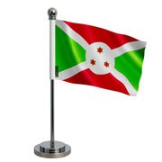 Drapeau bureau burundi polyester socle acier inoxydable