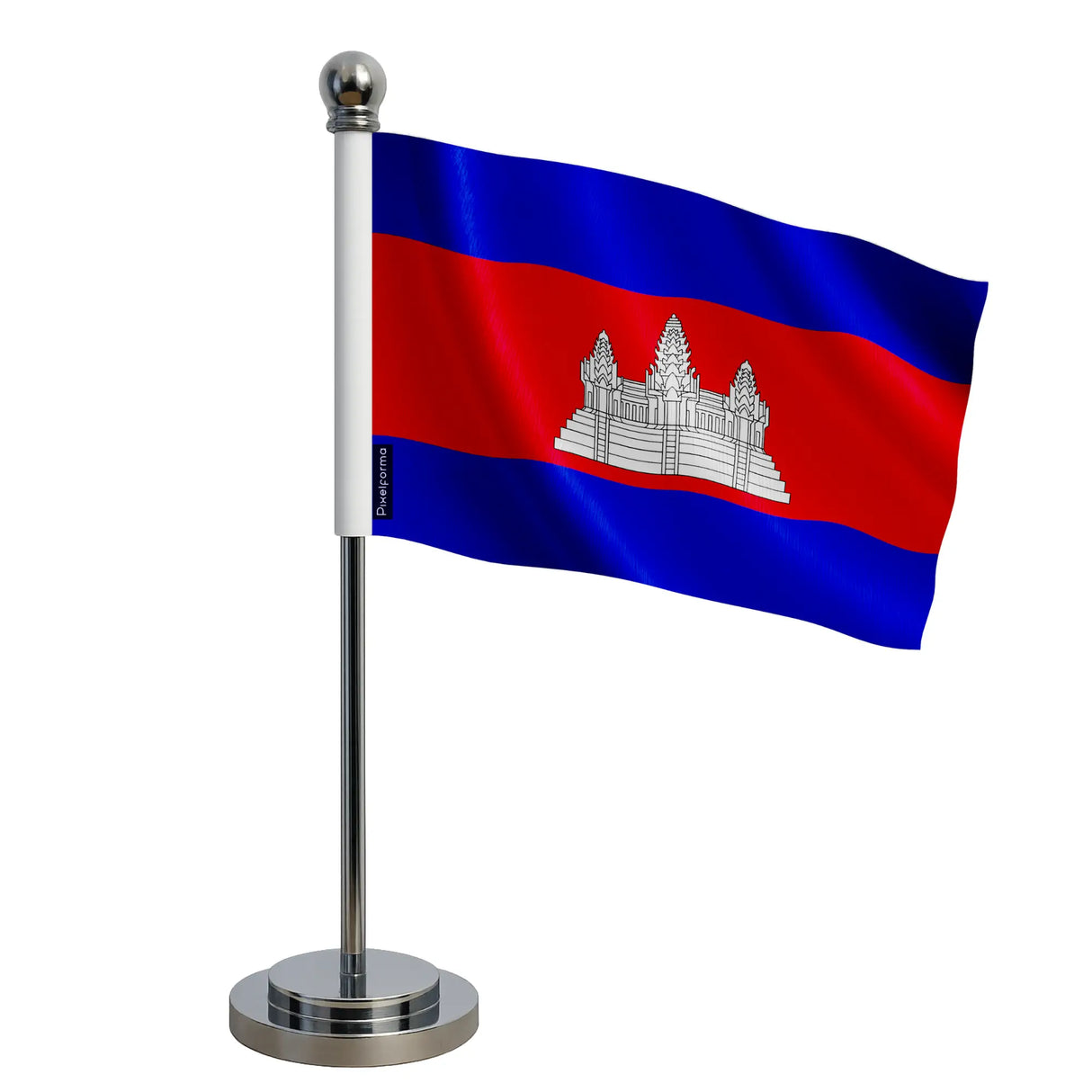 Drapeau bureau cambodge polyester avec socle inoxydable