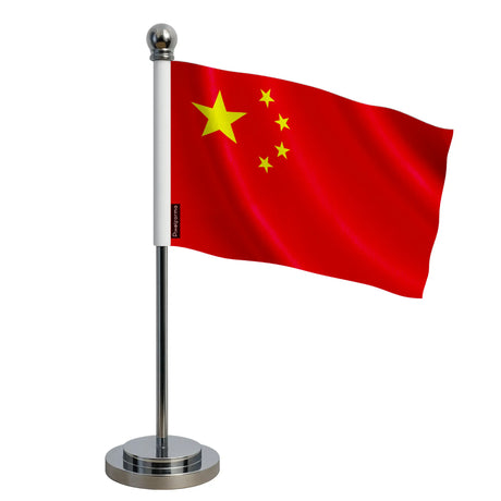 Drapeau bureau chine polyester socle acier inoxydable