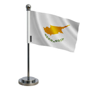 Drapeau bureau chypre polyester socle acier inoxydable