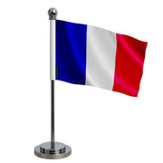 Drapeau bureau france polyester avec socle acier inoxydable