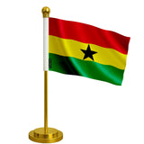 Drapeau bureau ghana polyester socle acier inoxydable