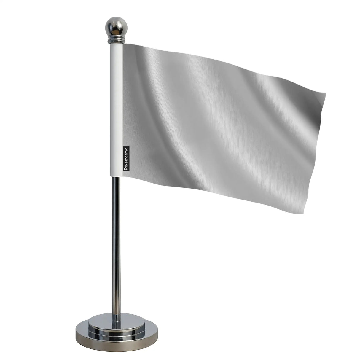 Drapeau bureau gris france polyester socle acier inoxydable