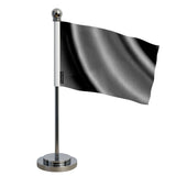 Drapeau bureau gris noir polyester socle acier inoxydable