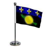 Drapeau bureau guadeloupe polyester socle acier inoxydable