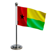 Drapeau bureau guinée-bissau polyester socle acier inoxydable