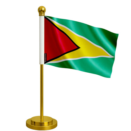 Drapeau bureau guyana polyester socle acier inoxydable