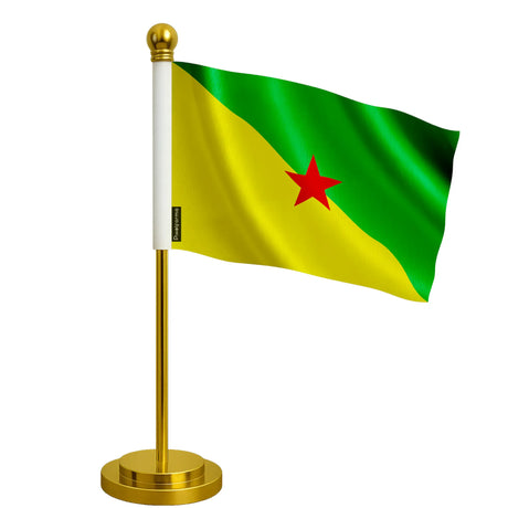 Drapeau bureau guyane polyester socle acier inoxydable