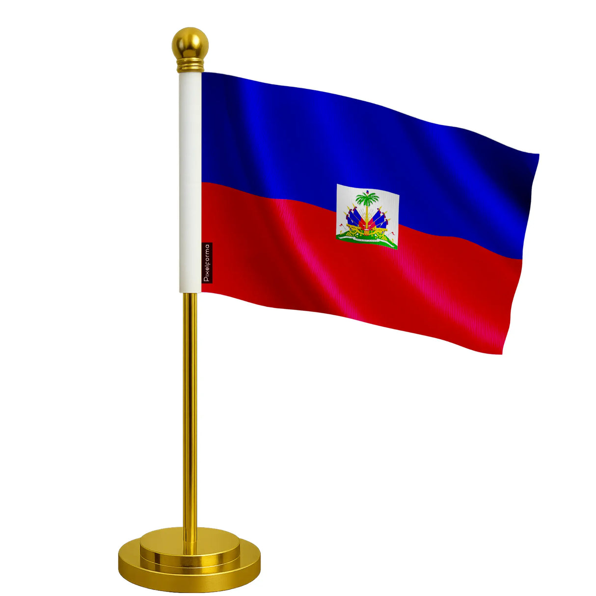 Drapeau bureau haïti polyester avec socle acier inoxydable