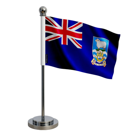 Drapeau bureau îles malouines polyester socle acier inoxydable