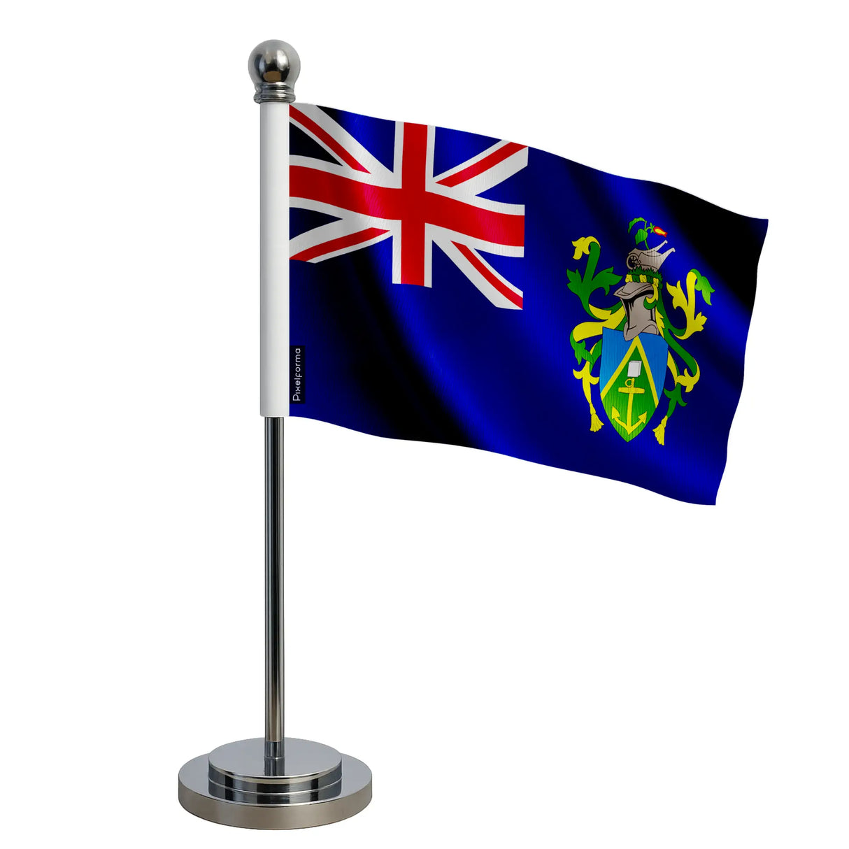 Drapeau bureau îles pitcairn polyester socle inoxydable