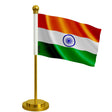 Drapeau bureau inde polyester avec socle acier inoxydable