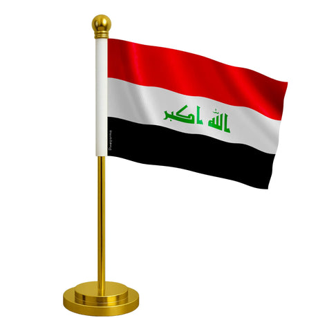Drapeau bureau irak polyester avec socle acier inoxydable