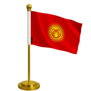 Drapeau bureau kirghizistan polyester socle acier inoxydable