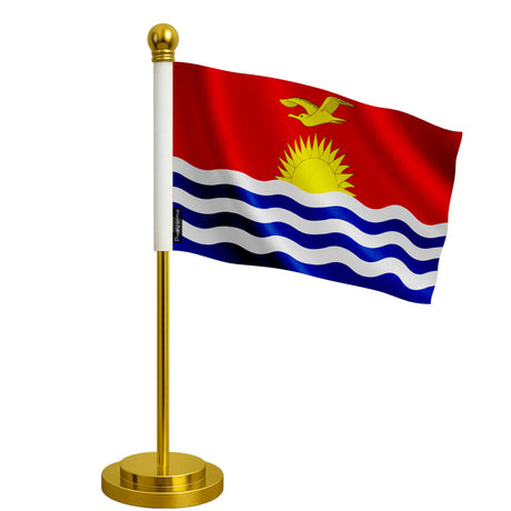 Drapeau bureau kiribati polyester socle acier inoxydable