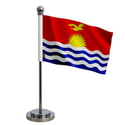Drapeau bureau kiribati polyester socle acier inoxydable