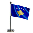 Drapeau bureau kosovo polyester avec socle acier inoxydable