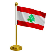 Drapeau bureau liban polyester socle acier inoxydable
