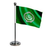Drapeau bureau ligue arabe polyester socle acier inoxydable