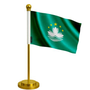 Drapeau bureau macao polyester socle acier inoxydable