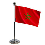 Drapeau bureau maroc polyester socle acier inoxydable