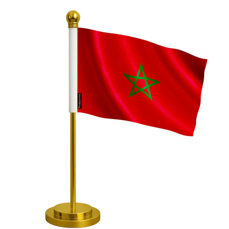 Drapeau bureau maroc polyester socle acier inoxydable