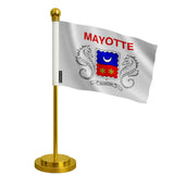 Drapeau bureau mayotte polyester avec socle acier inoxydable