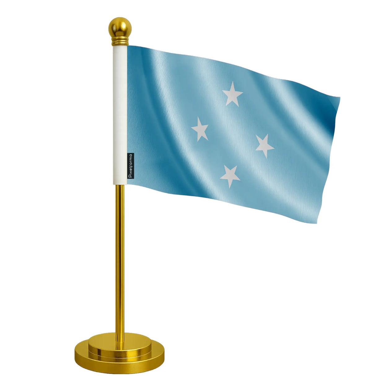 Drapeau bureau micronésie polyester socle acier inoxydable