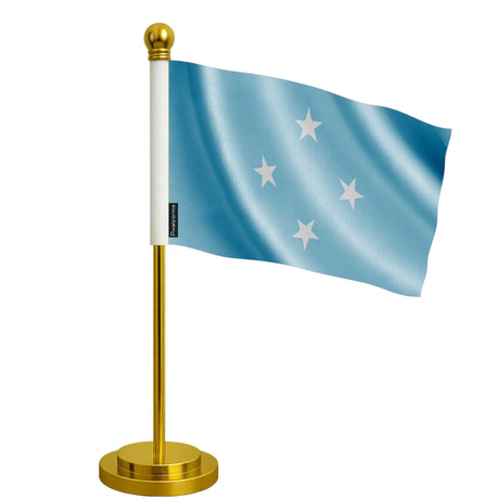 Drapeau bureau micronésie polyester socle acier inoxydable