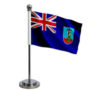 Drapeau bureau montserrat polyester socle acier inoxydable