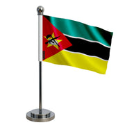 Drapeau bureau mozambique polyester socle acier inoxydable