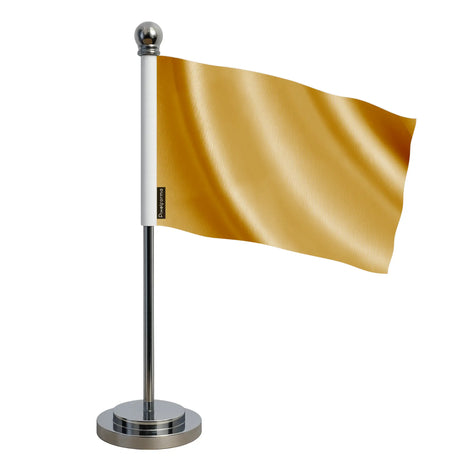 Drapeau bureau orange en polyester socle acier inoxydable