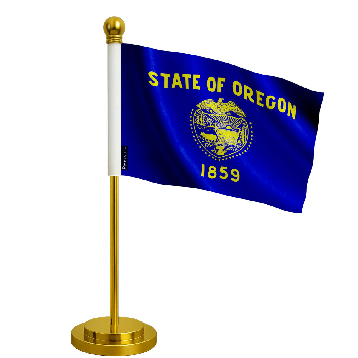 Drapeau bureau oregon polyester avec socle acier inoxydable