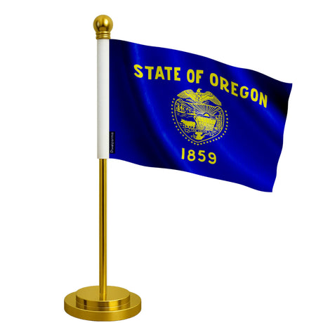 Drapeau bureau oregon polyester avec socle acier inoxydable