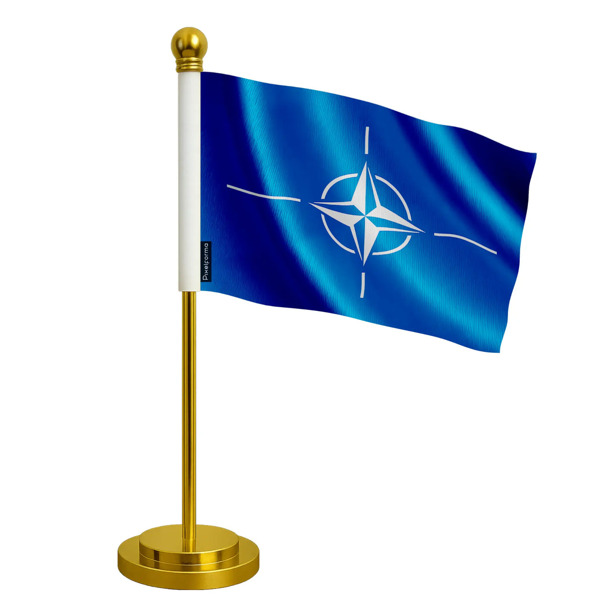 Drapeau bureau otan polyester socle acier inoxydable