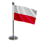 Drapeau bureau pologne polyester socle acier inoxydable