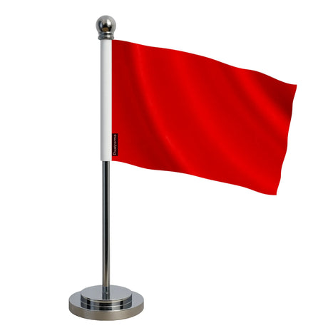 Drapeau bureau rouge france polyester socle acier inoxydable