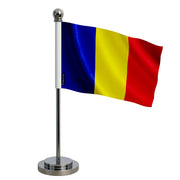 Drapeau bureau roumanie polyester avec socle inoxydable