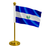 Drapeau bureau salvador polyester socle acier inoxydable