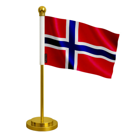 Drapeau bureau svalbard jan mayen polyester socle acier inoxydable