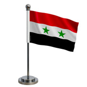 Drapeau bureau syrie polyester socle acier inoxydable